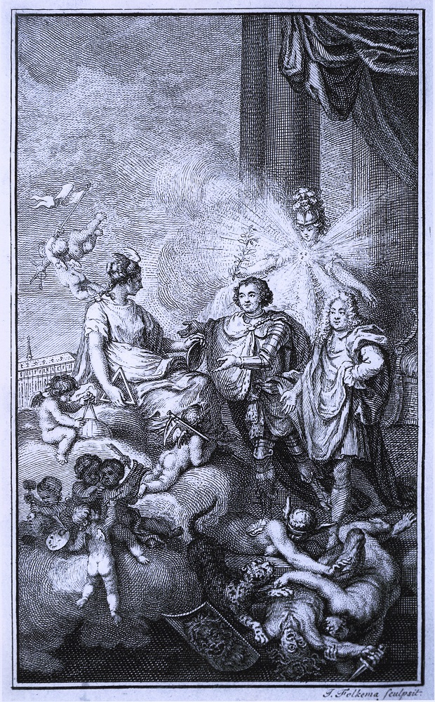 Фронтиспис украшает гравюра работы Якоб Фолкема (Jacob Folkema, 18 августа 1692, Доккум - 3 февраля 1767, Амстердам), голландского художника и гравёра.