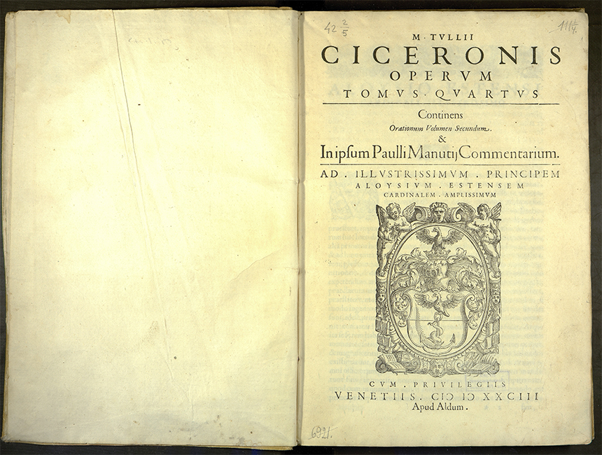 Цицерон. Философия. Венеция, 1583. Издательство Альдов.