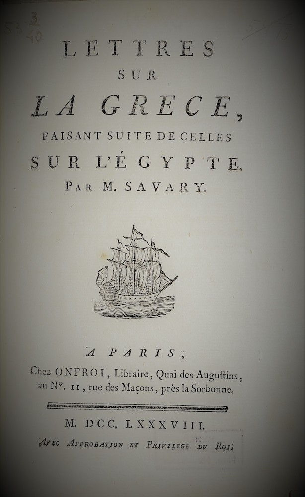 Savary, Claude. Lettres sur la Grèce, faisant suite de celles sur l