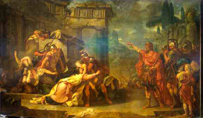 Г.Ф. Дуайен. «Андромаха, защищающая Астианакса». Ок. 1763 г. Холст, масло.  380 х 647 см.